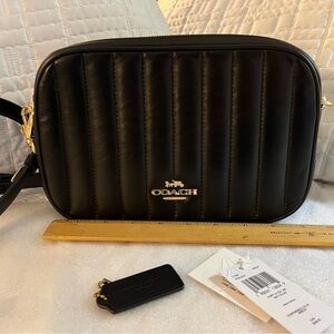 Coach Black Quilted Crossbody Bag with Gold Accents